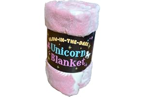 Buddy & Barney Glow-in-the-dark Unicorn Blanket - Soft cosy fleece, multicoloured and machine washable, unisex kids, gifts for kids, all seasons and cosy, throw for bed sofa