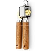 Busstier Acacia Handle Garlic Crusher Stainless Steel Garlic Press Ergonomic Wooden Handle Garlic Juicer Easy to Clean