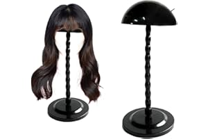 SRTSTR 2 Stück Perückenständer Hutständer Rutschfest Runde Form Wig Stand für Kurze und Lange Perücken, Hut-Display, Kappenaufbewahrung (schwarz)