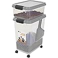 Taylor & Brown 3-Piece Airtight Pet Food Storage Container With Plastic Measuring Scoop Treats For Pet Dog Cat Animal Dry Food Dispenser With Casters, Grey