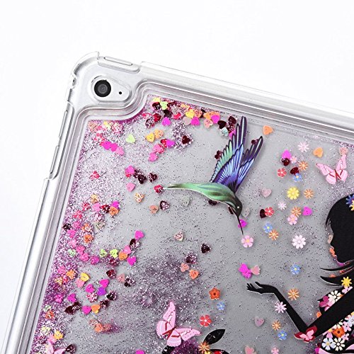 Voguecase® für Apple iPad Mini 4 hülle, Flüssig Fließende Sparkly Bling Glitzer Treibsand Quicksand (Harte Rückseite) Hybrid Hülle Schutzhülle Case Cover (Liebe Treibsand/Mädchen im bunten Kleid) + Gratis Universal Eingabestift - 3