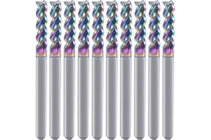 HOZLY 1/8" Hartmetall-quadratische Endfräser für Aluminiumkupferanwendungen, 3-Flöte, 1/8" Schneiddurchmesser, 1/8" Schaft, DLC-Beschichtung, CNC-Fräserbits, Endfräserbits,10-Pack (3.175 x 3.175 x 12mm)