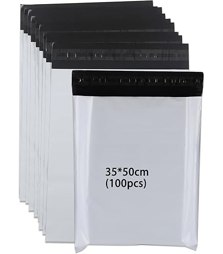 100 Bolsas Postales Plástico Autoadhesivas – Tamaño 35x45 Cm + 4 Cm Solapa, Color Rosa Por Fuera, Blanco Por Dentro