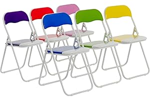 Harbour Housewares Lot de 6 chaises pliantes rembourrées colorées - Structure en métal facile à ranger pour bureau, chambre à coucher - Charge maximale : 114 kg