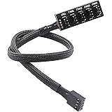 ThreeBulls PWM Fan Hub, PC CPU Cooling 4 PIN/3PIN Fan Power Cable Hub Splitter Adapter Sleeved PWM Case Fan Splitter for 12V 