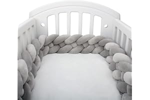 JIcloun Tour de Lit Tresse Tour de Lit Bébé Tresse 4 Brins Tresse de Lit Longues Bandes Tissées Coussin Tresse Tour de Lit,Bébé Beau Velours Cuddle Nid,A13,3M