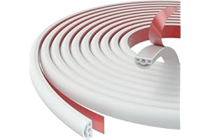 CUYSFEAD 6M White D-Shape Porous Weather Seal Strip Draught Excluder for Door Frame and Gaps,Anti-Collision Self Adhesive Soundproof Windproof Dustproof Waterproof Strip,Draft Excluder Insulation Tape