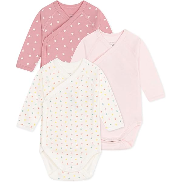 thumbnail: Petit Bateau Rompertjes Voor Baby-meisjes – 3-pack Korte Mouwen, 100% Katoen, Frans Kwaliteitsmerk
