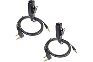 UAYESOK Adattatore per Walkie Talkie Cuffie, Kenwood 2 Pin a Cavo Di Interfaccia Audio AUX da 3,5 mm, Adattatore per Auricolare con PTT per Ricetrasmettitore Baofeng Kenwood Quansheng （2 Pezzo）