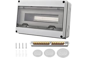 OUTINHAO Sicherungskasten Aufputz, Verteilerkasten Aufputz IP65, mit Messingklemmen, Unterverteilung Aufputz 1 Reihig für 15 Modules, für Garten oder Außenbereichen, Villen, Ladesäulen