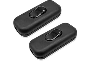 GZGXKJ 2 PCS Black Low Profile in-Line Torpedo Switch Inline Cord SwitchBulb Switch for Small Appliance or Lamp Accepts 2 Core Round or Flat Wire