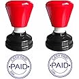 Cash Paid with Date 30mm Round Blue Color self Ink pre Ink Rubber Stamp Pack of 2