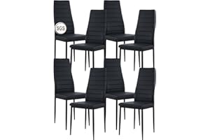 anrekl Juego de 8 sillas de comedor con reposabrazos, patas de metal, sillas de cocina modernas, cómodas sillas tapizadas para comedor, salón, cocina, color negro