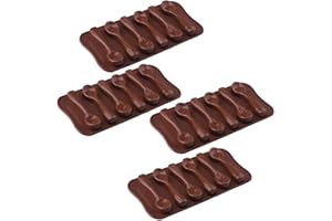 SRCASY 4 Piezas Moldes con Forma de Cuchara, Moldes de Silicona para Chocolate, Caramelos Molde, Molde de Gelatina de Hielo y Chocolate, para Hornear Caramelos, Gelatina, Chocolate