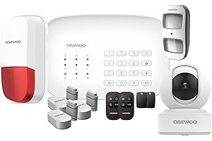 Daewoo Security SA635 - Modèle House Compatible Animaux, Alarme Maison sans Fil WiFi/GSM connectée, Sirène extérieure, 1 Caméra, Compatible avec Amazon Alexa, Google Home Blanc