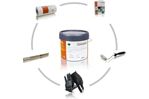 DIFFUTEC BAUDER LIQUITEC PU Detail Profi Pack - 1-komponentiges, lösemittelfreies PU Flüssigkunststoff-System inklusive Zubehör (RAL 7015 schiefergrau)