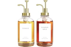 Ezebesta 2 Stücke 500ml Kaffeesirup Spenderflasche mit Etiketten Glasflaschen für Kaffee Bar Organisation