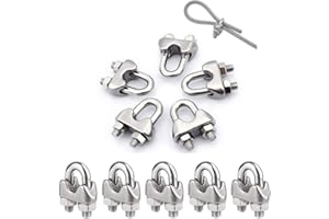 REYOK 10 pezzi M6 1/4" 6mm 304 acciaio inossidabile fune metallica morsetto clip cavo per fune metallica (M6)