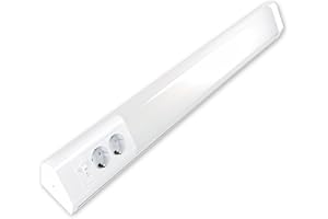 REV Penta, 2403011510 - Lámpara LED para parte inferior de muebles (con doble enchufe e interruptor, 15 W, 76 cm), color blanco