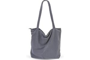 CNMTCCO Tote bag Bolso Tote Grande de Pana para Mujer - Bolso de Mano con Cremallera, Bolsillos y Compartimentos - Ideal para Escuela, Trabajo, Compras(Beige)