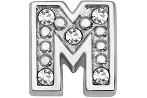 Quiges Floating Living Memory Charm Alpahbet Silver Plated Letter with Cubic Zirconia for Personalised Memory Lockets