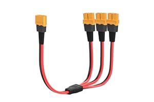 ELFCULB XT60 Cavo splitter 12AWG XT60 1 maschio a 3 femmina cavo connettore per UAV Phantom Quadcopter RC auto (1 piedi)