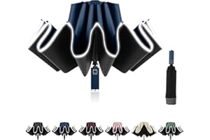 Sykrawki Paraguas invertido resistente a la intemperie, 10 varillas, apertura y cierre automáticos, compacto, 105 cm de diámetro - Unisex