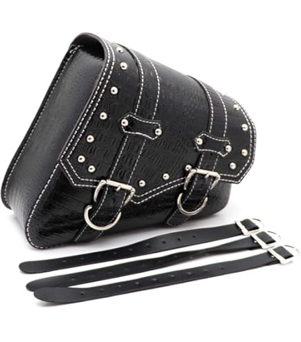 Pomurom 2-tlg Motorrad Satteltaschen Leder - Wasserdichte Seitentaschen Schwarz Retro