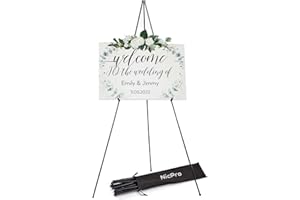 Nicpro Folding Easel for Display, 63 Inch Metal Floor Easel Stand Tripod Black Portable for Artist Poster Wedding with Carry Bag