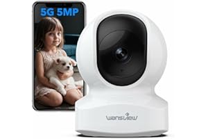 wansview 5MP Babyphone mit Kamera-3K Überwachungskamera innen, 5G/2.4Ghz WLAN IP Kamera, schwenkbare Haustier Kamera, Datenschutzbereich, Zwei-Wege-Audio, Kompatibel mit Alexa（Weiß）