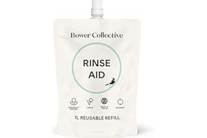 Bower Collective Rinse Aid Refill | Natural Dishwasher Cleaner Liquid | Concentrated Detergent Dishwashing Rinse Aid | Fragrance Free, 1 Litre