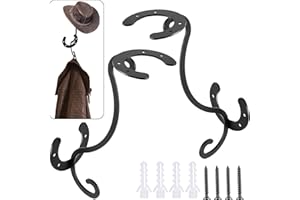 QUNCLAY Western-Cowboyhut-Halter für Wand, dekorativer Wandhalter, Metall, Cowboyhut-Halter, rustikaler Hut-Organizer für Hut, Mantel, Schlüssel, Tür, Schlafzimmer, Aufbewahrung und Ausstellung (2 Stück)