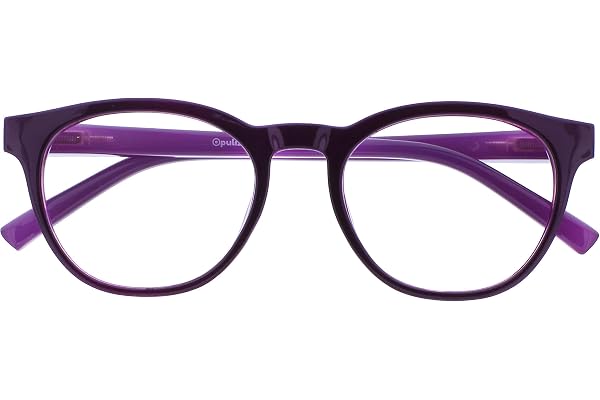 OPULIZE Blu - Lunettes de Lecture Anti-Lumière Bleue Monture Ronde et Cool Charnières à Ressort Améliore le Sommeil Jeux Ordinateur Violet Hommes Femmes B5-5 +3.00