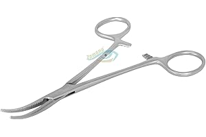 ZAMAHA UK Mosquito Hemostat Forceps Curved, Stainless Steel Dog Cat Pet Scissors Ear Hair Clamp Fishing Scissors Tools (Curved 12.5cm)
