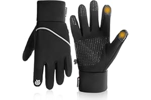 angelikashalala Reithandschuhe Kinder Fahrradhandschuhe Winter Warme Handschuhe Winterhandschuhe Kinder Fahrrad Touchscreen Wasserdicht Schwarz Laufhandschuhe