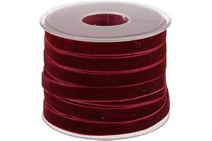 POFET Rotolo con Nastro in Velluto, Lungo 18,3 m e Largo 10 mm, per Il Fai da Te, Decorazioni, Colore: Borgogna