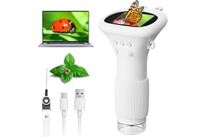 Ahalfcit Microscope numérique.Microscope pour Enfants,Microscope électronique,Caméra à Zoom 1000x avec écran 2 Pouces,Cadeaux d'anniversaire et Jouets éducatifs pour Les 3-12 Ans(Blanche)