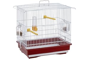 Ferplast Cage à Oiseaux GIUSY Cage Canaris, Perruches Ondulées, Accessoires Inclus Mangeoires rotatives Perchoirs, 39 x 26 x h 37 cm.