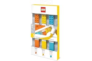 IQ LEGO cancelleria - pacchetto da 3 evidenziatori - arancione, giallo, azzurro