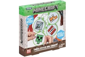 Minecraft Officially Licensed Cross Stitch Charm Set of 4, Creeper, TNT, Sword and Fox, Idea Gamer Gift for Boys and Gifts, Arts and Crafts DIY Gaming Decor and Accessory | Paladone