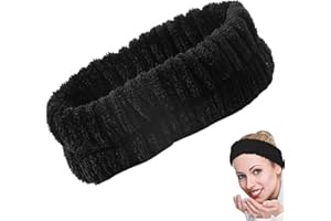 Sugeru Diadema Maquillaje Mujer, EláSticas Diadema Skincare Mujer, Suave y Lindo Diademas Mujers Cinta Pelo para Chica Lavar la Cara Ducha Deporte Yoga Belleza (Negro, L)