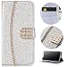 Produktbild Sycode Diamant Hülle für iPhone Xs Max,Luxus Noble Elegant iPhone Xs Max Bling Funkeln 3D Diamant Strass Gold Kette Muster Kristall Rhinestone Flip Brieftasche Hülle mit Magnetverschluß Kartensteckplätze Stilvoll Handtasche PU Leder Glänzend Flip Wallet Handyhülle Schutzhülle Klapphülle Standfunktion Case Cover für iPhone Xs Max-Silber