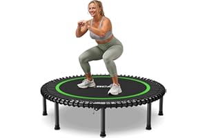 BCAN 450/550 LBS Foldable Mini Trampoline, 40"/48"/50" Fitness Trampoline with Bungees, Adjustable Foam Handle, Stable & Quiet Exercise Rebounder for Kids Adults Indoor/Garden Workout