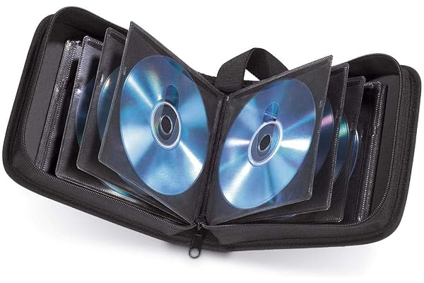 Hama Pochette (pour 20 CD/DVD/Blu-ray, classeur de rangement, gain de place pour le bureau, le salon et la maison, étuis de transport) Noir