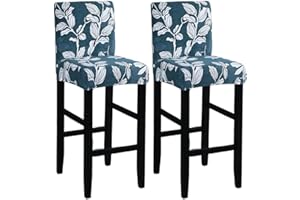 ELYSYSRL Coprisgabelli Cucina con Schienale 2/4/6 Pezzi,Fodere Coprisedia Elasticizzati con Schienale Basso Universale,Copertura per Sgabello Alto Quadrato per Bar Caffettiere Bancone