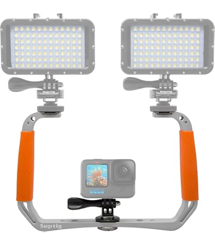 Stabilisateur Portable SHOOT Double Poignée Pour GoPro 13/12/11 - Avec Port Dôme Et Lumière LED