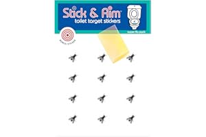 STICK & AIM Urinal Fly Bulk Pack (13 Targets) Toilet Target Stickers for Toilets and Urinals with Sticker Applicator Tool, Sticks on Wet Surface, Toilet Targets for Toilet Training Boys, Aiming Targets for Boys
