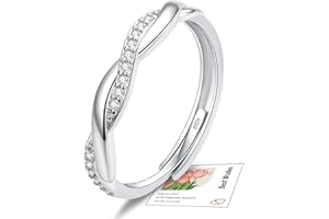 YOEE 925 Sterling Silver/Rose Gold/Gold Plated Engagement Ring for Women, Adjustable Wedding Eternity Promise Infinity Thumb Ring with Cubic Zirconia Anniversary Valentines Jewellery Gifts with Box