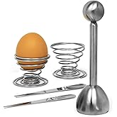 Joeji's Kitchen Toqueur à Œuf INOX Coupe Oeuf à La Coque et Separateur A Oeuf pour Cuisson Œuf à La Coque Dur Mollet, Inclut 