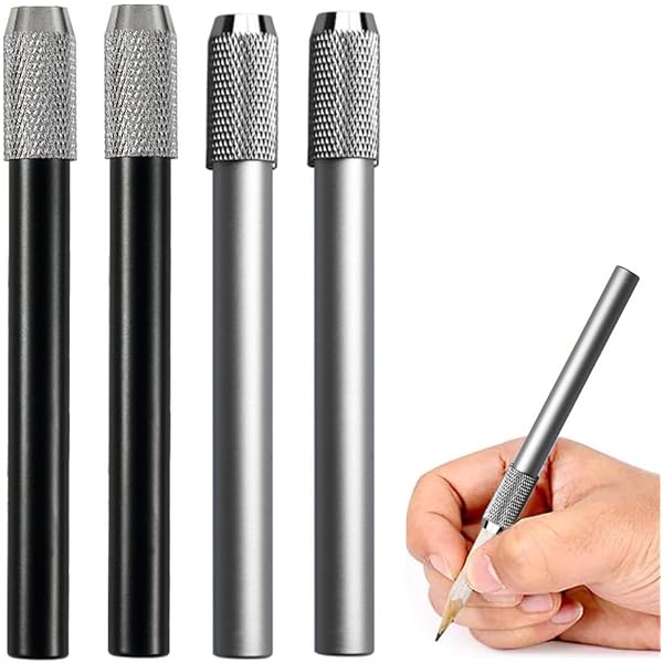 Set 6 Prolunghe Per Matite In Alluminio - Temperamatite Estensibile Per Scuola E Disegno - 4 Colori - Foto 4